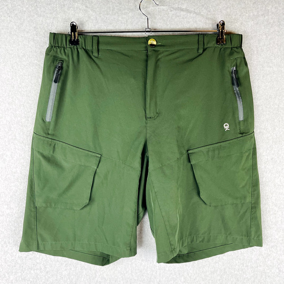 Little Donkey Andy Mens XL Stretch Quick Dry Cargo Shorts Hiking Camping Green - Picture 5 of 8